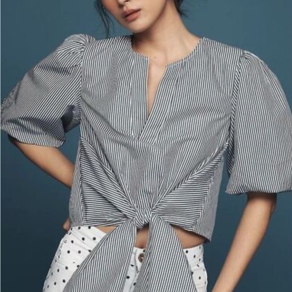 Maeve Blue and White Striped Blouse